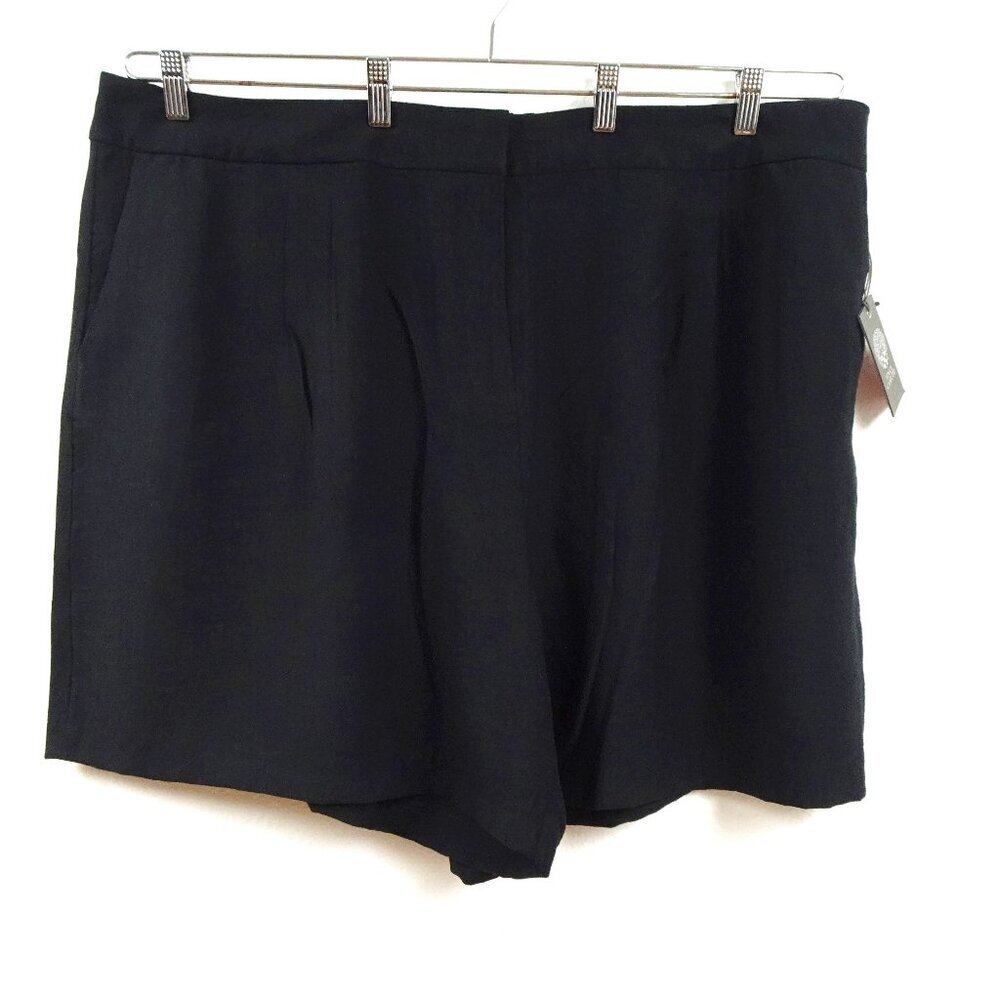 Vince Camuto Shorts Women's Plus Size 24W Black Pleated Elastic Back Waistband